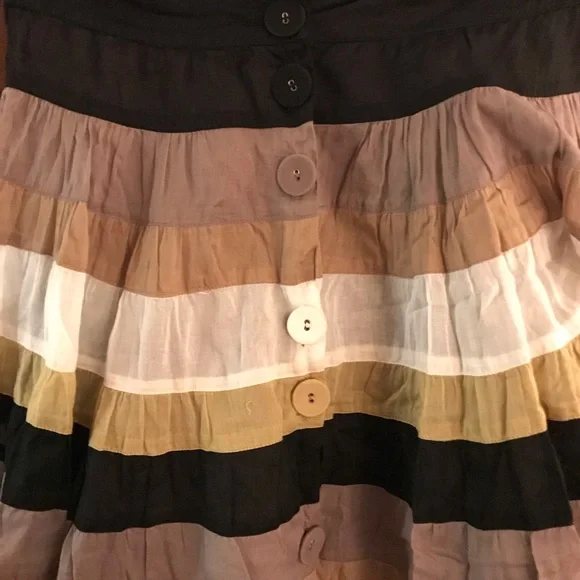 Zara Woman Boho Striped A-Line Skirt High Waist Button Front Earth Tone Flowy - Picture 4 of 7